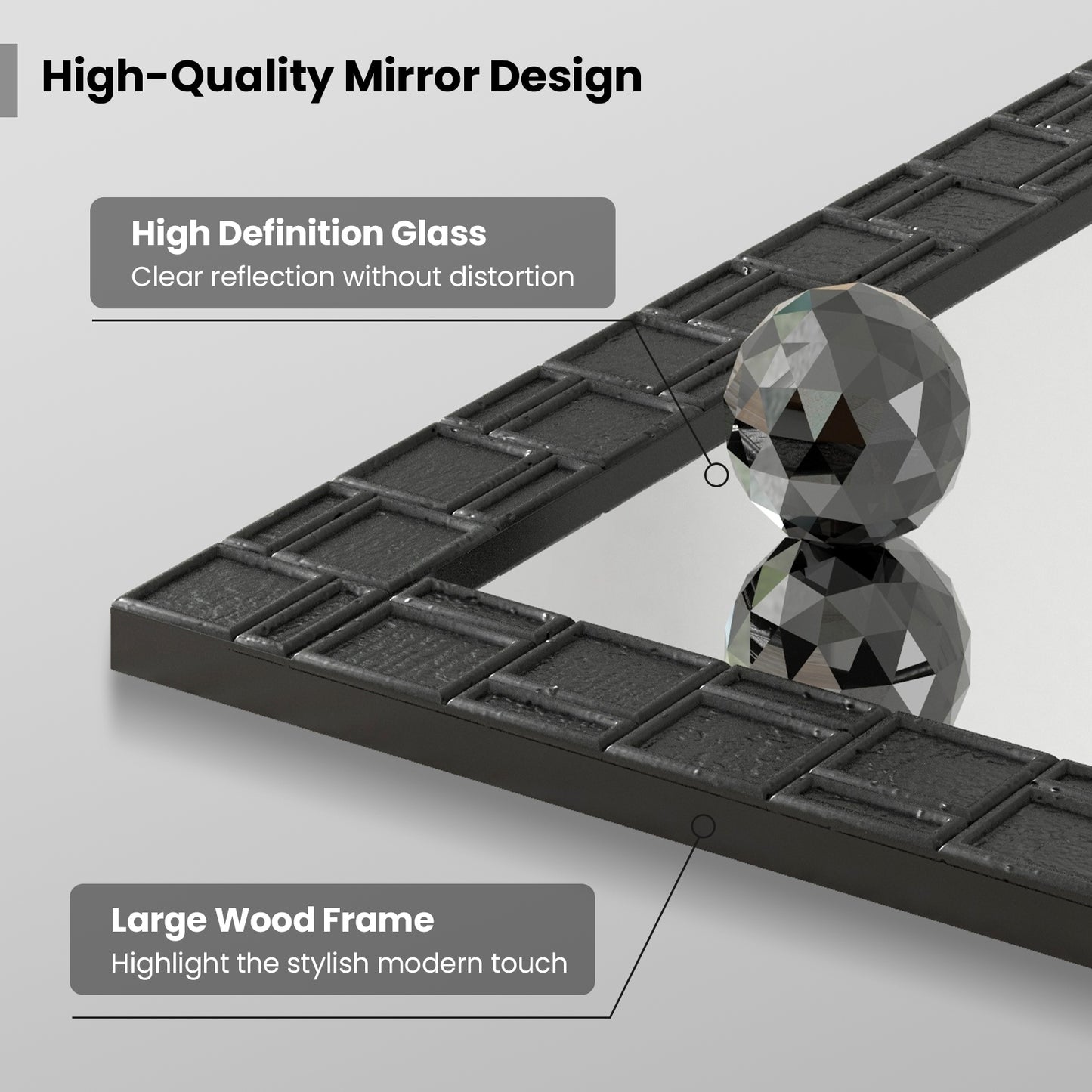 Wood Framed Wall Mirror Rectangle Vanity Mirror for Living Room Entryway, Black Wall Mirrors at Gallery Canada