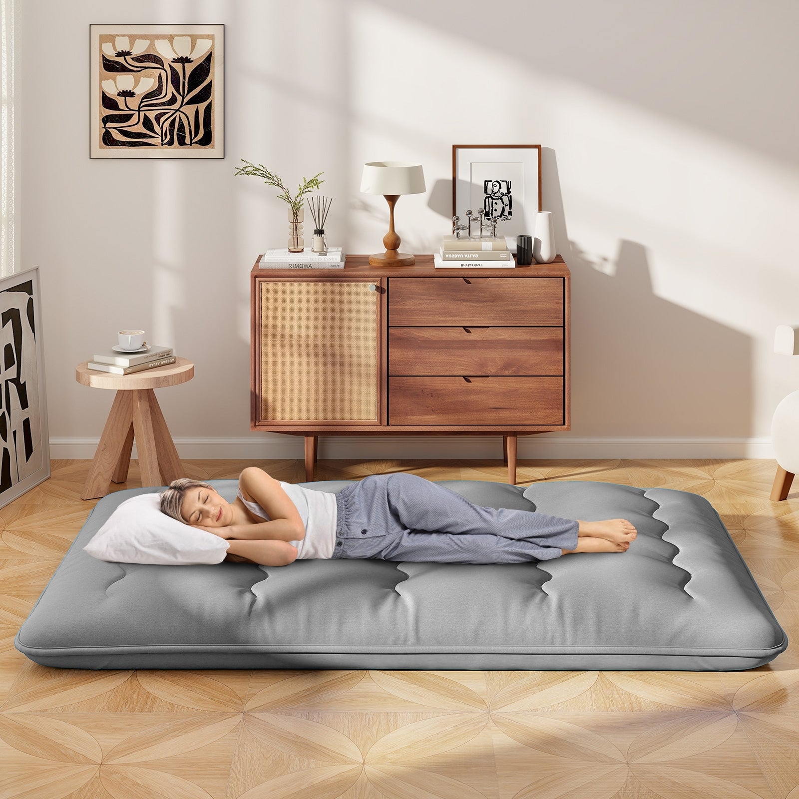 Futon Mattress with Washable Cover and Carry Bag-Full Size, Gray Mattresses at Gallery Canada