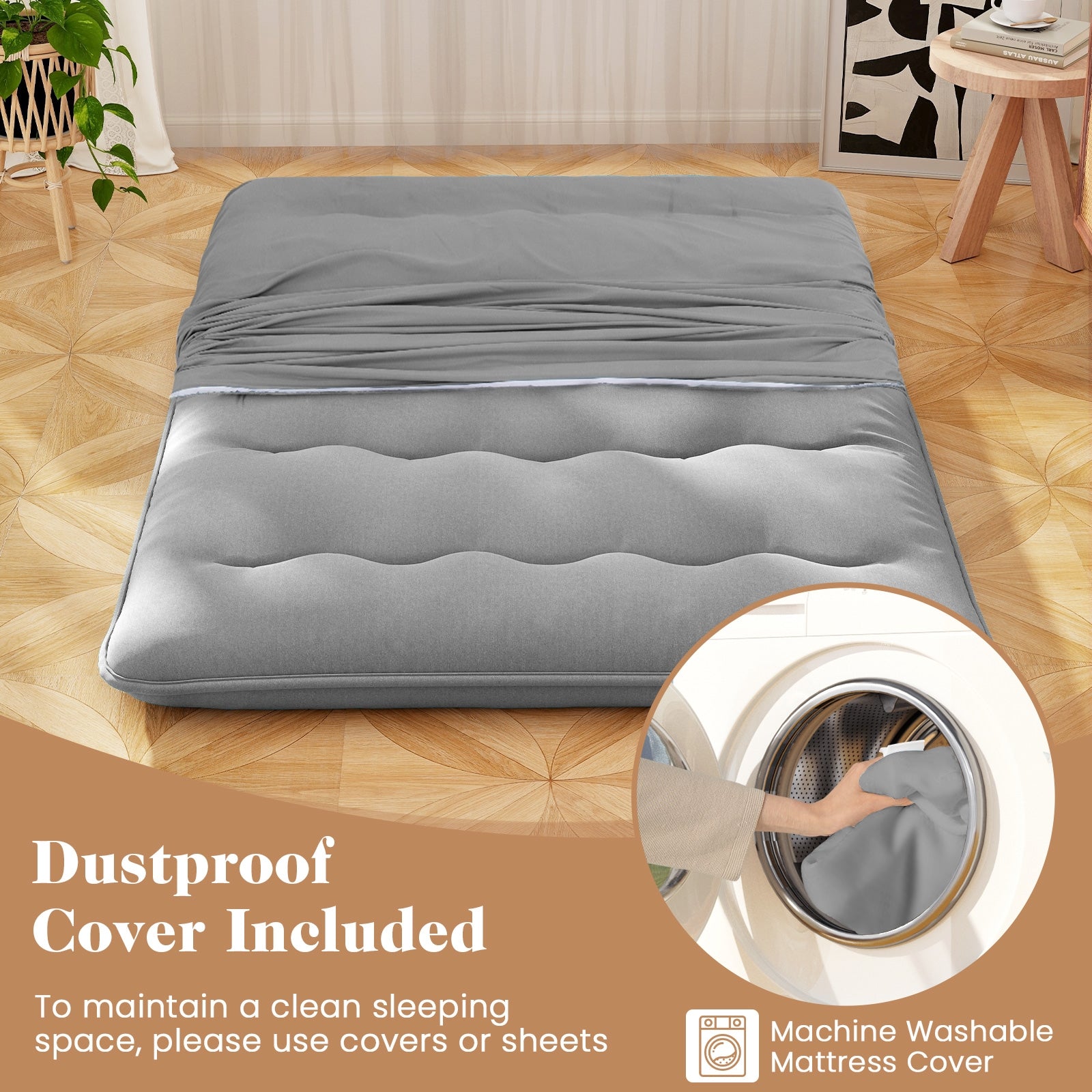 Futon Mattress with Washable Cover and Carry Bag-Full Size, Gray Mattresses at Gallery Canada