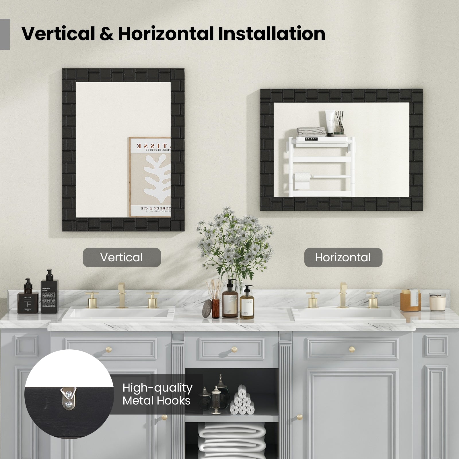 Wood Framed Wall Mirror Rectangle Vanity Mirror for Living Room Entryway, Black Wall Mirrors at Gallery Canada