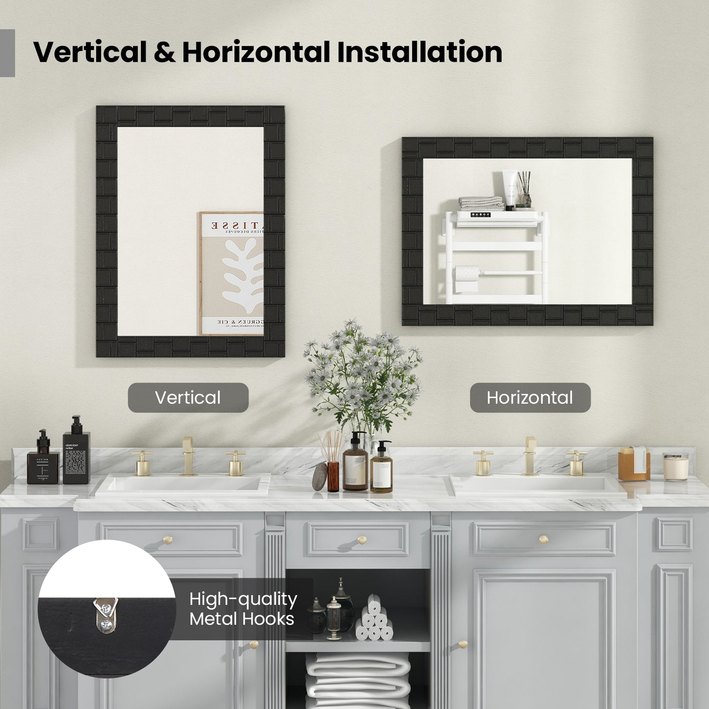 Wood Framed Wall Mirror Rectangle Vanity Mirror for Living Room Entryway, Black Wall Mirrors at Gallery Canada