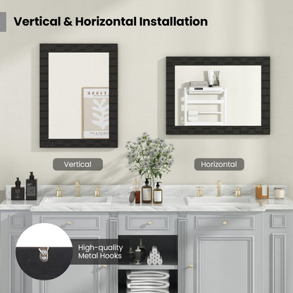 Wood Framed Wall Mirror Rectangle Vanity Mirror for Living Room Entryway, Black Wall Mirrors at Gallery Canada