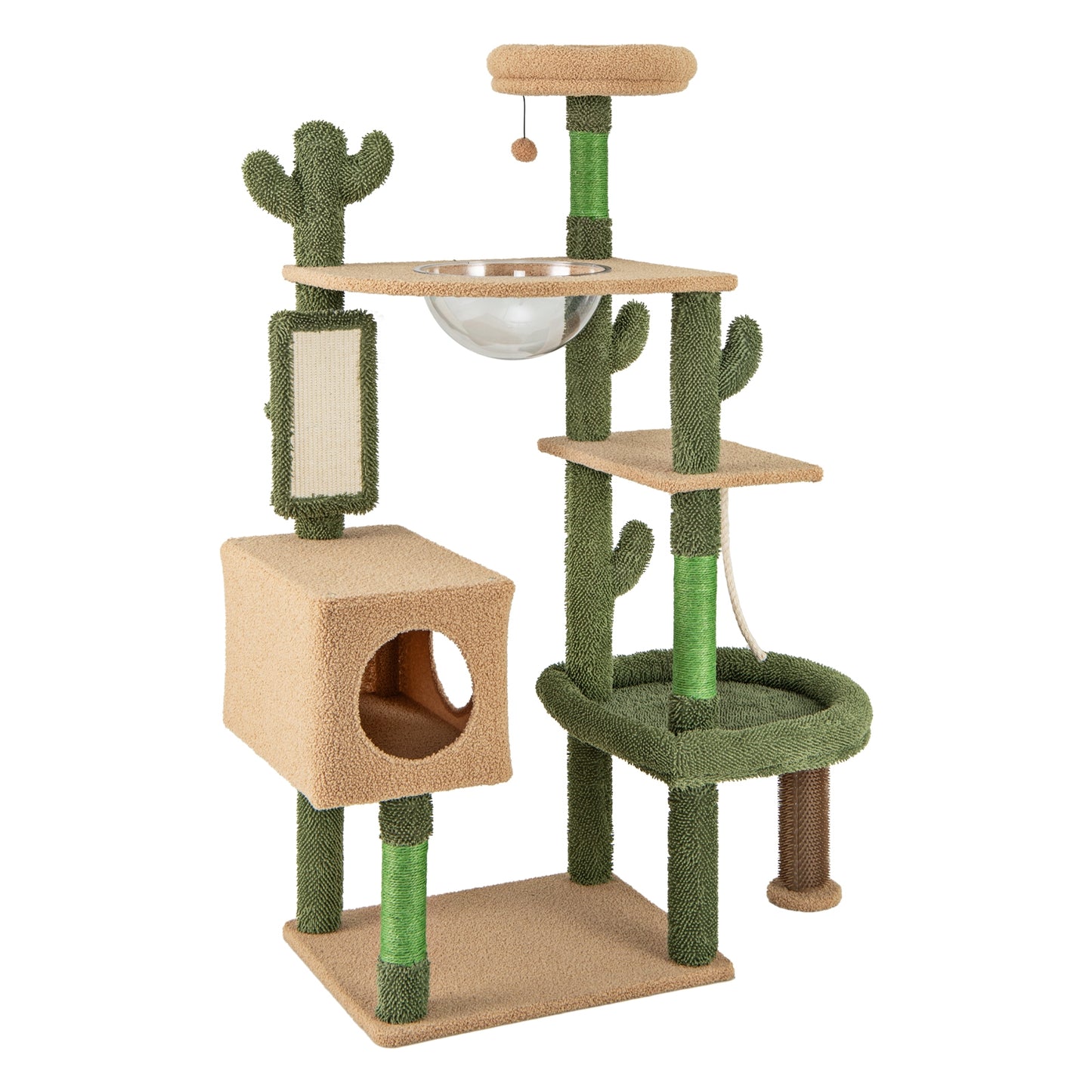 59 Inch Multilevel Cactus Cat Tree with Scratching Posts Cando Toy and Rope, Green Cat Trees Condos & Scratchers at Gallery Canada