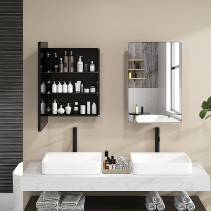 20 x30 Inch Multi-Functional Bathroom Mirror Cabinet with Adjustable Shelves, Black Wall Cabinets at Gallery Canada