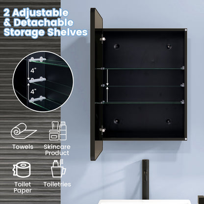 20 x30 Inch Multi-Functional Bathroom Mirror Cabinet with Adjustable Shelves, Black Wall Cabinets at Gallery Canada