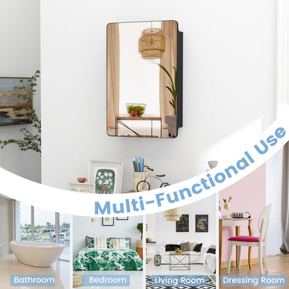 20 x30 Inch Multi-Functional Bathroom Mirror Cabinet with Adjustable Shelves, Black Wall Cabinets at Gallery Canada