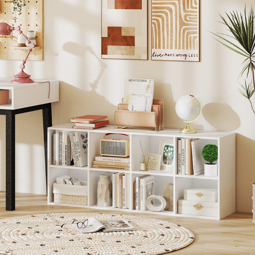 8-Cube Bookcase Bookshelf with 2 Anti-Tipping Kits Storage Organizer, White