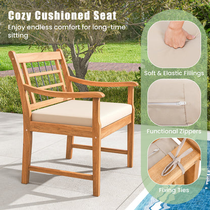 3 Piece Wood Patio Furniture Set with Seat Cushions and Acacia Wood Frame, White Patio Conversation Sets at Gallery Canada