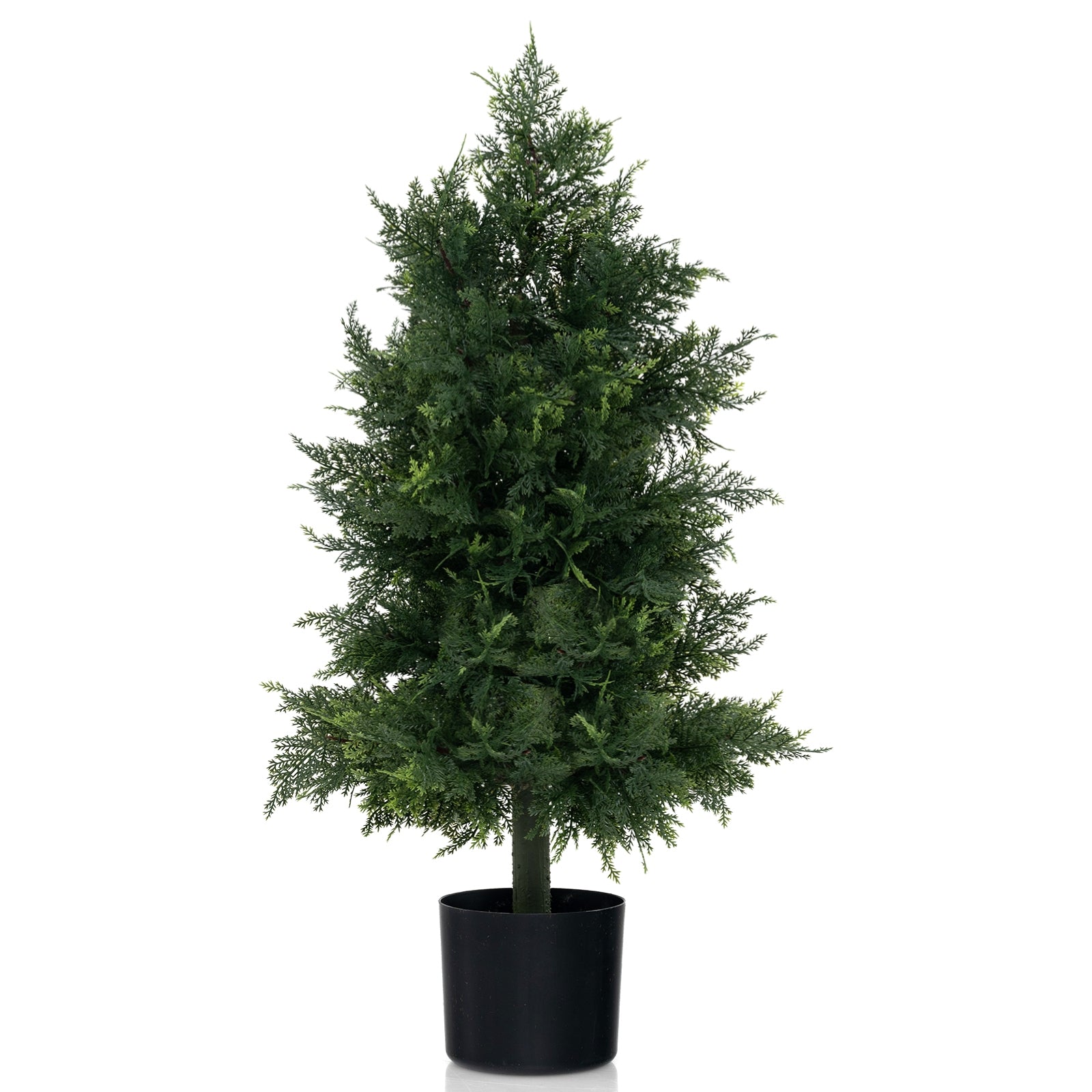 Artificial Cedar Topiary Tree with Plastic Nursery Pot for Porch and Office, Black & Green Faux Plants at Gallery Canada