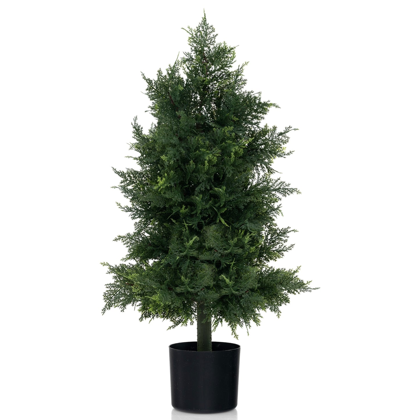 Artificial Cedar Topiary Tree, Plastic Nursery Pot, Green, Black Faux Plants Black & Green at Gallery Canada