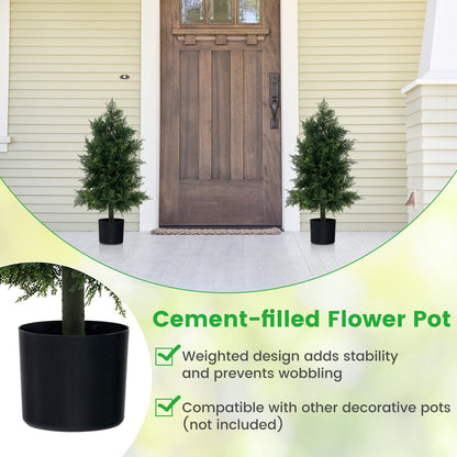 Artificial Cedar Topiary Tree with Plastic Nursery Pot for Porch and Office, Black & Green Faux Plants at Gallery Canada