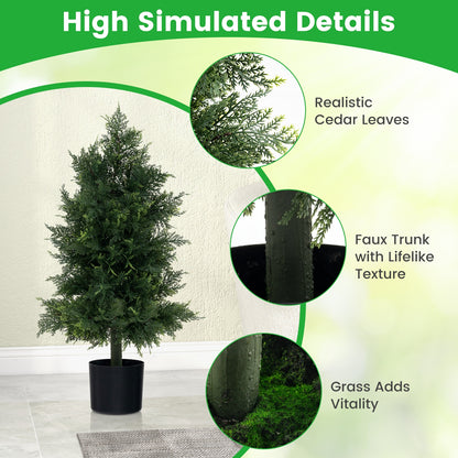 Artificial Cedar Topiary Tree with Plastic Nursery Pot for Porch and Office, Black & Green Faux Plants at Gallery Canada