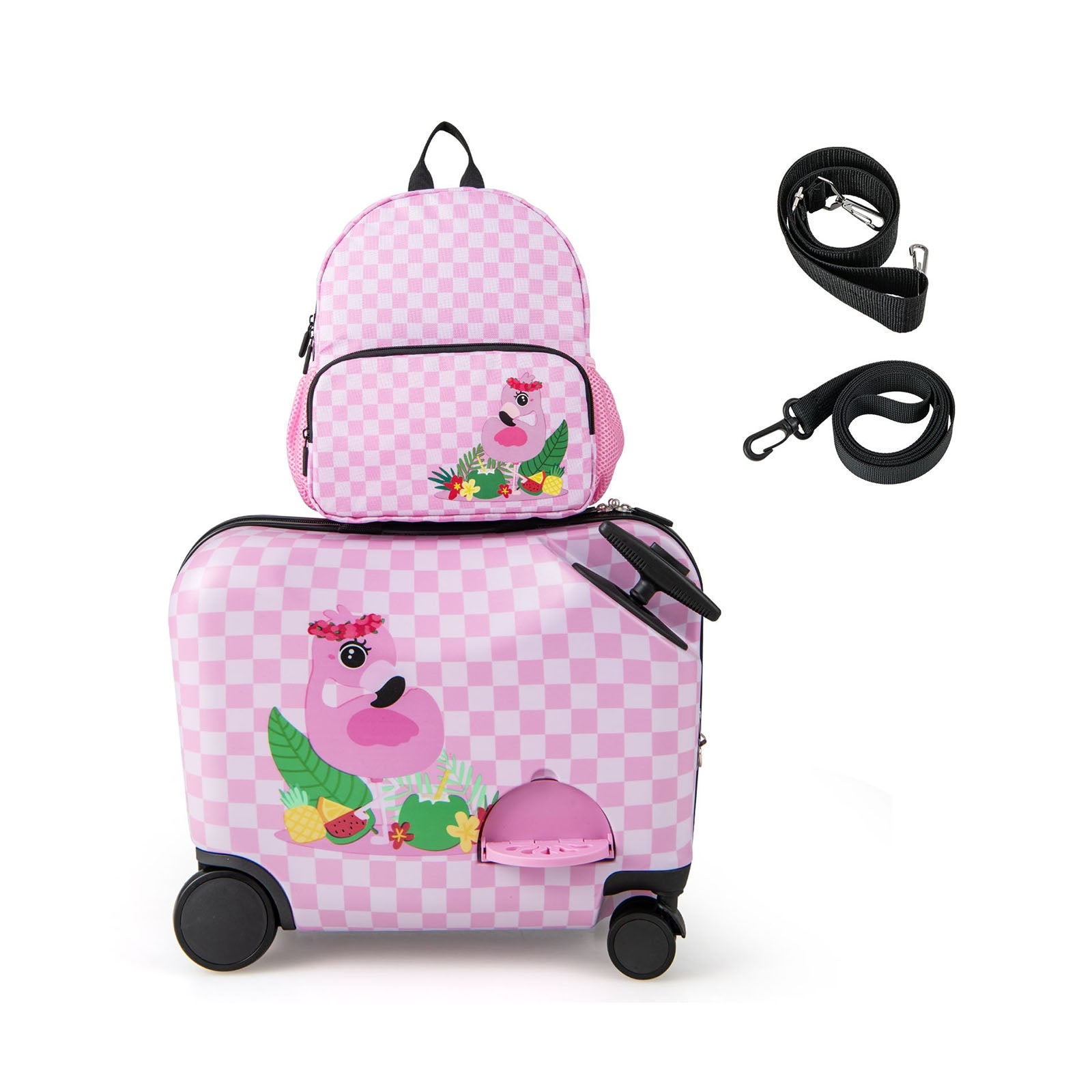2 Pieces Kid Luggage Set with Spinner Wheels and Aluminum Handle, White & Pink Kids Luggage at Gallery Canada