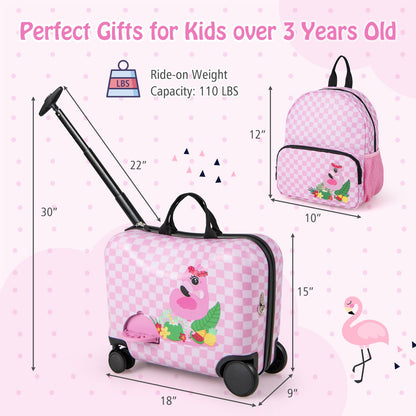 2 Pieces Kid Luggage Set with Spinner Wheels and Aluminum Handle, White & Pink Kids Luggage at Gallery Canada
