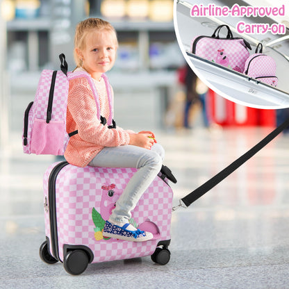 2 Pieces Kid Luggage Set with Spinner Wheels and Aluminum Handle, White & Pink Kids Luggage at Gallery Canada