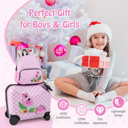 2 Pieces Kid Luggage Set with Spinner Wheels and Aluminum Handle, White & Pink Kids Luggage at Gallery Canada