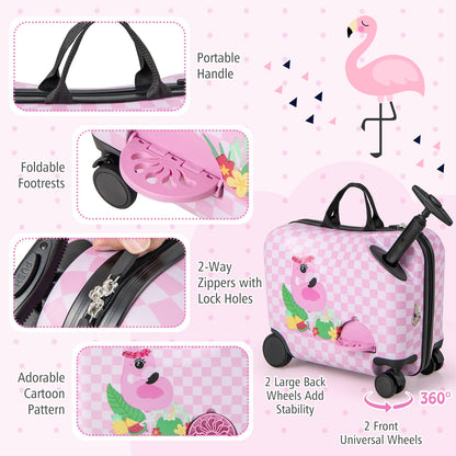 2 Pieces Kid Luggage Set with Spinner Wheels and Aluminum Handle, White & Pink Kids Luggage at Gallery Canada