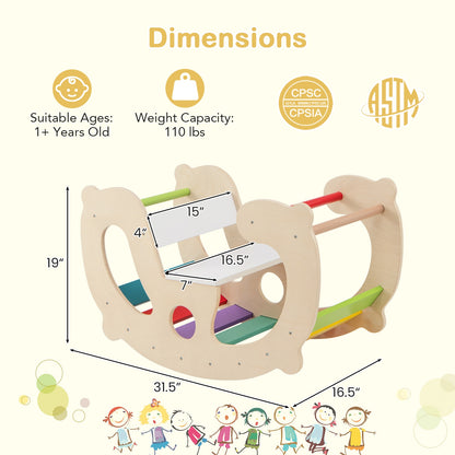 2-in-1 Rocking Horse Arch for Kids Montessori Climbing Toys with Arch Climber, Multicolor Climbers & Slides at Gallery Canada
