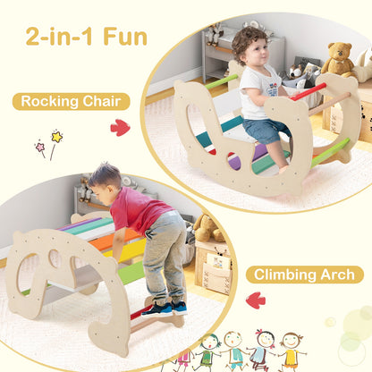 2-in-1 Rocking Horse Arch for Kids Montessori Climbing Toys with Arch Climber, Multicolor Climbers & Slides at Gallery Canada