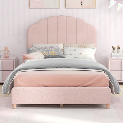 Twin Bed Frame with Height-Adjustable Headboard and Sturdy Wooden Slats, Pink Toddler Beds at Gallery Canada