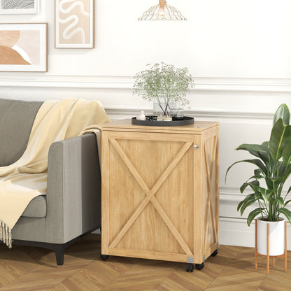 Folding Sewing Table with Storage Shelf and 5 Lockable Wheels, Natural Sewing Tables at Gallery Canada