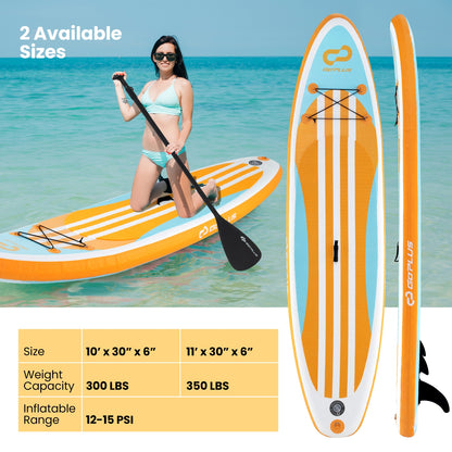 Inflatable Stand up Paddle Board with Adjustable Paddle and 3 Fins for Adults and Youths-L, Orange Surfing at Gallery Canada