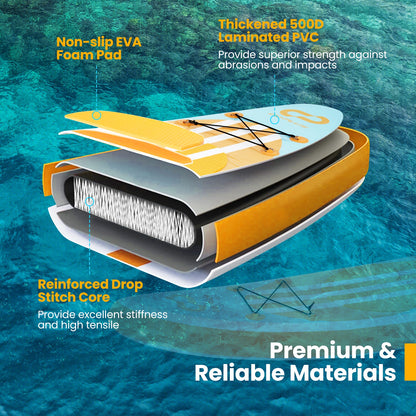 Inflatable Stand up Paddle Board with Adjustable Paddle and 3 Fins for Adults and Youths-L, Orange Surfing at Gallery Canada