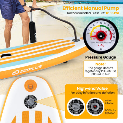 Inflatable Stand up Paddle Board with Adjustable Paddle and 3 Fins for Adults and Youths-L, Orange Surfing at Gallery Canada