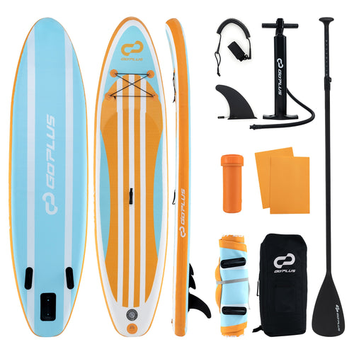 Inflatable Stand Up Paddle Board, Adjustable Paddle, 3 Fins, S, Orange