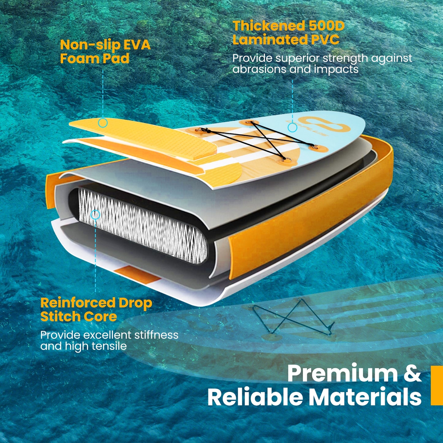 Inflatable Stand up Paddle Board with Adjustable Paddle and 3 Fins for Adults and Youths-S, Orange Surfing at Gallery Canada