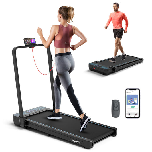2 in 1 Folding Treadmill with 300 LBS Capacity and Remote Control for Home, Black Treadmills Black at Gallery Canada