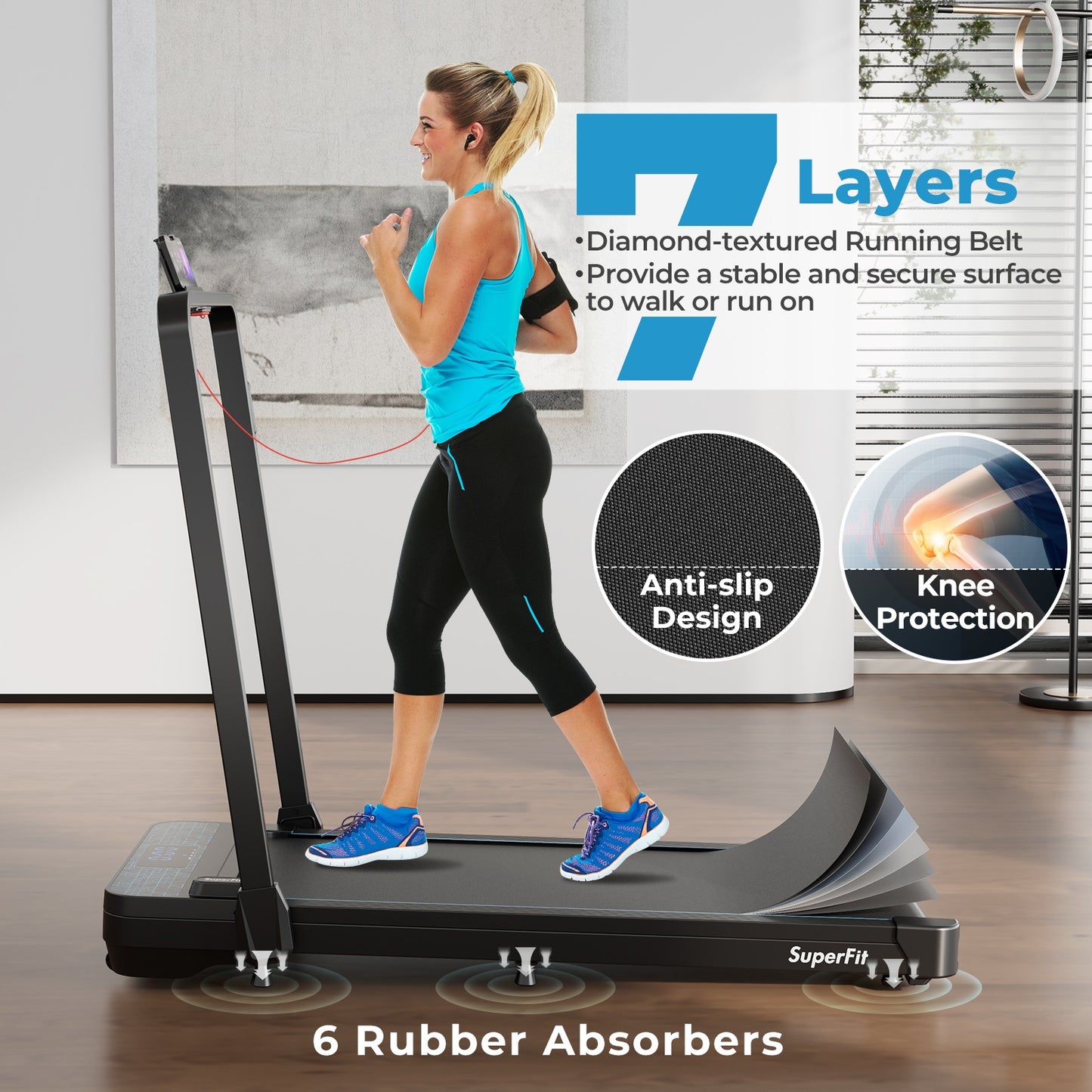 2 in 1 Folding Treadmill with 300 LBS Capacity and Remote Control for Home, Black Treadmills at Gallery Canada