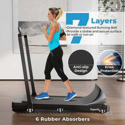 2 in 1 Folding Treadmill with 300 LBS Capacity and Remote Control for Home, Black Treadmills at Gallery Canada