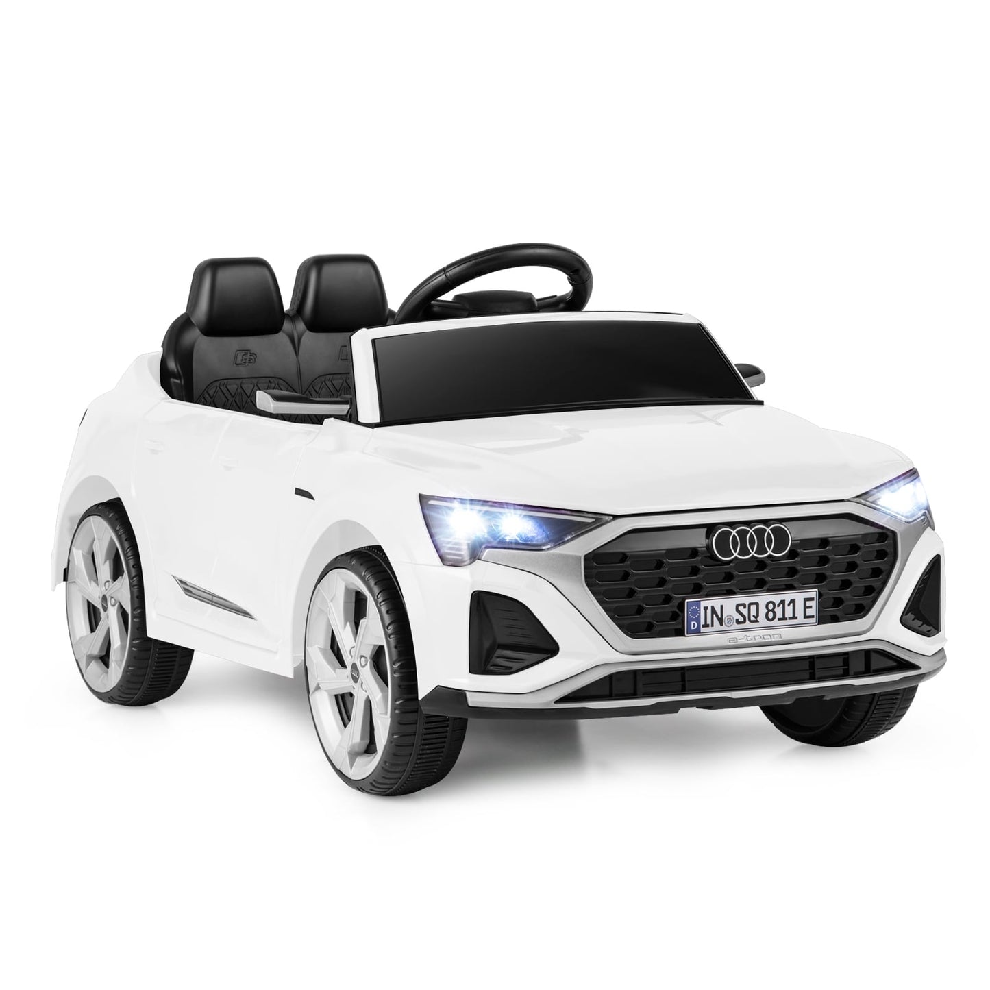 Voiture électrique pour enfants 12V, télécommande, 3 vitesses, blanche