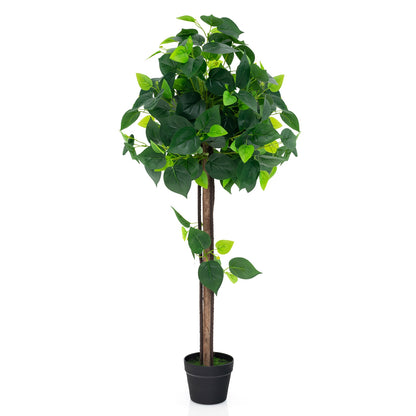 45 Inches Artificial Hydrangea Tree with Real Wood Trunk and Realistic Hydrangea Leaves, Green Faux Plants Green at Gallery Canada
