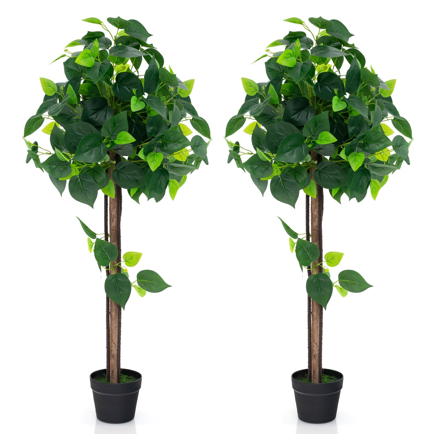 45 Inches Artificial Hydrangea Tree with Real Wood Trunk and Realistic Hydrangea Leaves, Green Faux Plants at Gallery Canada