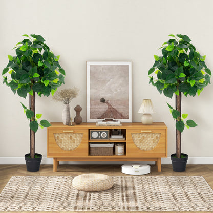 45 Inches Artificial Hydrangea Tree with Real Wood Trunk and Realistic Hydrangea Leaves, Green Faux Plants at Gallery Canada