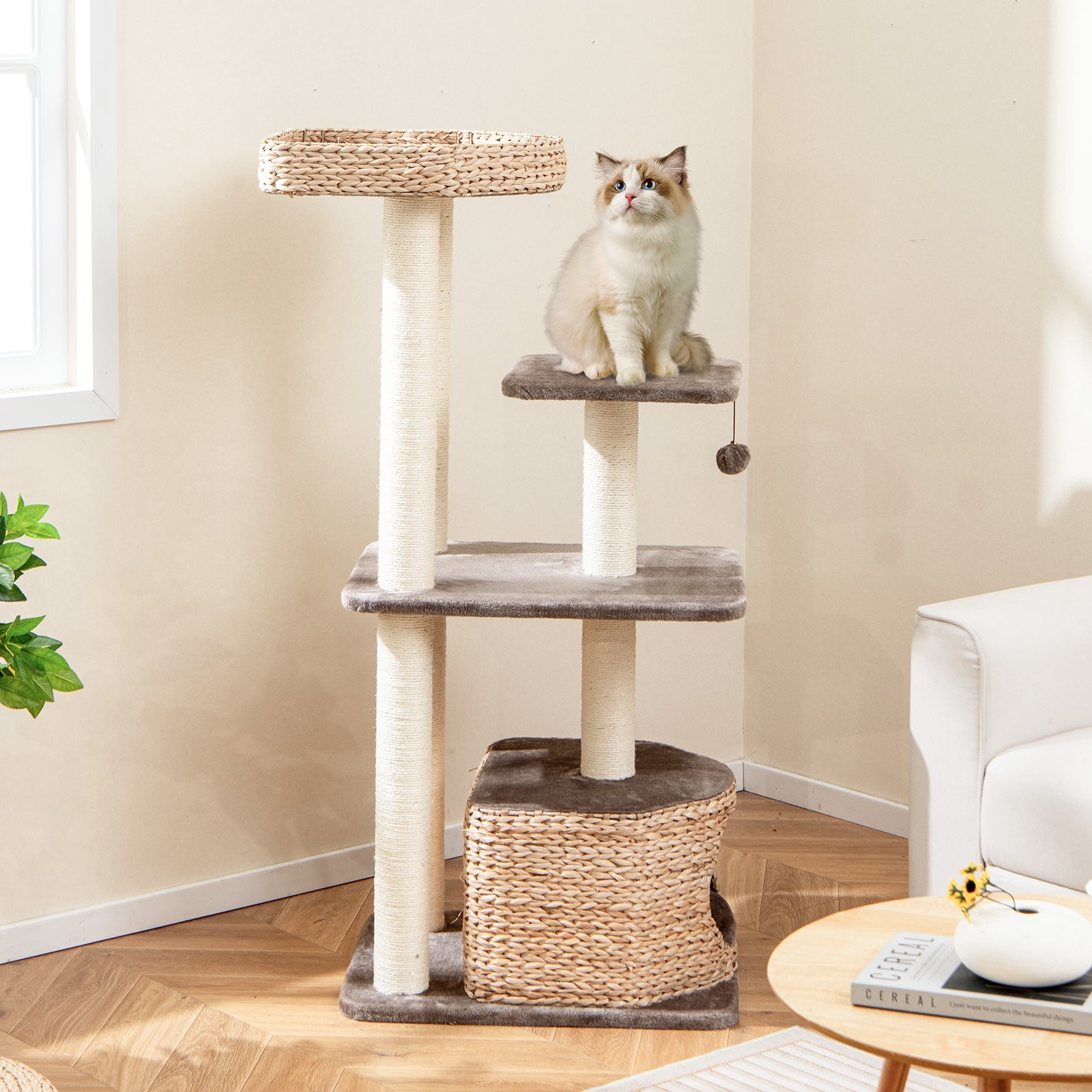 4 Layer Cat Tower with Scratching Posts Condo and Washable Cushions, Coffee Cat Trees Condos & Scratchers at Gallery Canada