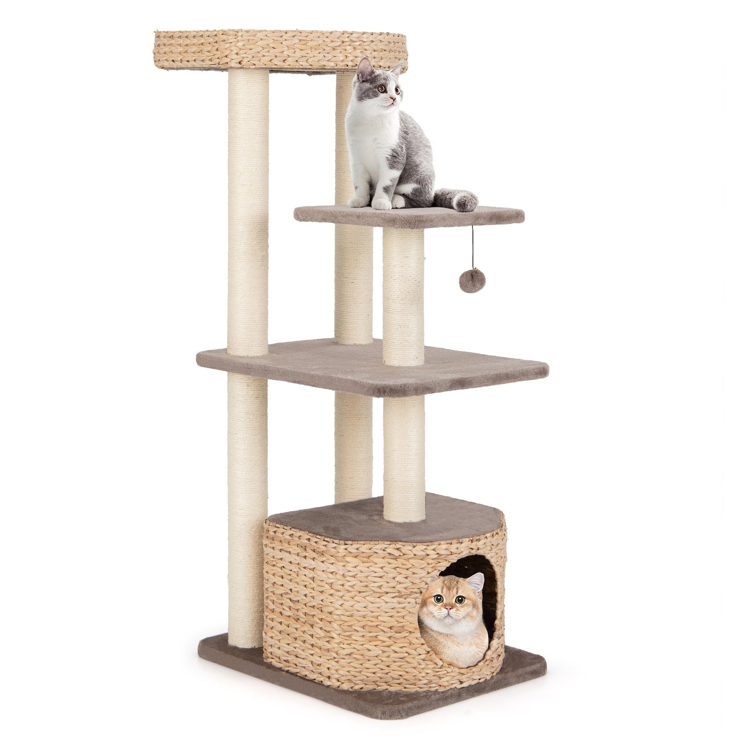 4 Layer Cat Tower, Scratching Posts, Condo, Washable Cushions, Coffee