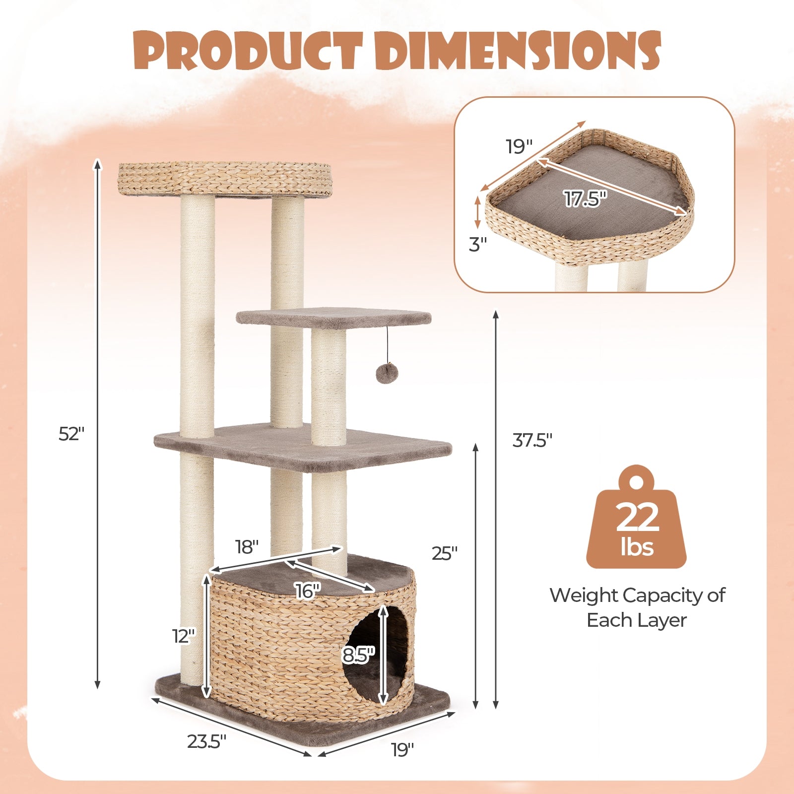 4 Layer Cat Tower with Scratching Posts Condo and Washable Cushions, Coffee Cat Trees Condos & Scratchers at Gallery Canada