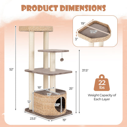 4 Layer Cat Tower with Scratching Posts Condo and Washable Cushions, Coffee Cat Trees Condos & Scratchers at Gallery Canada