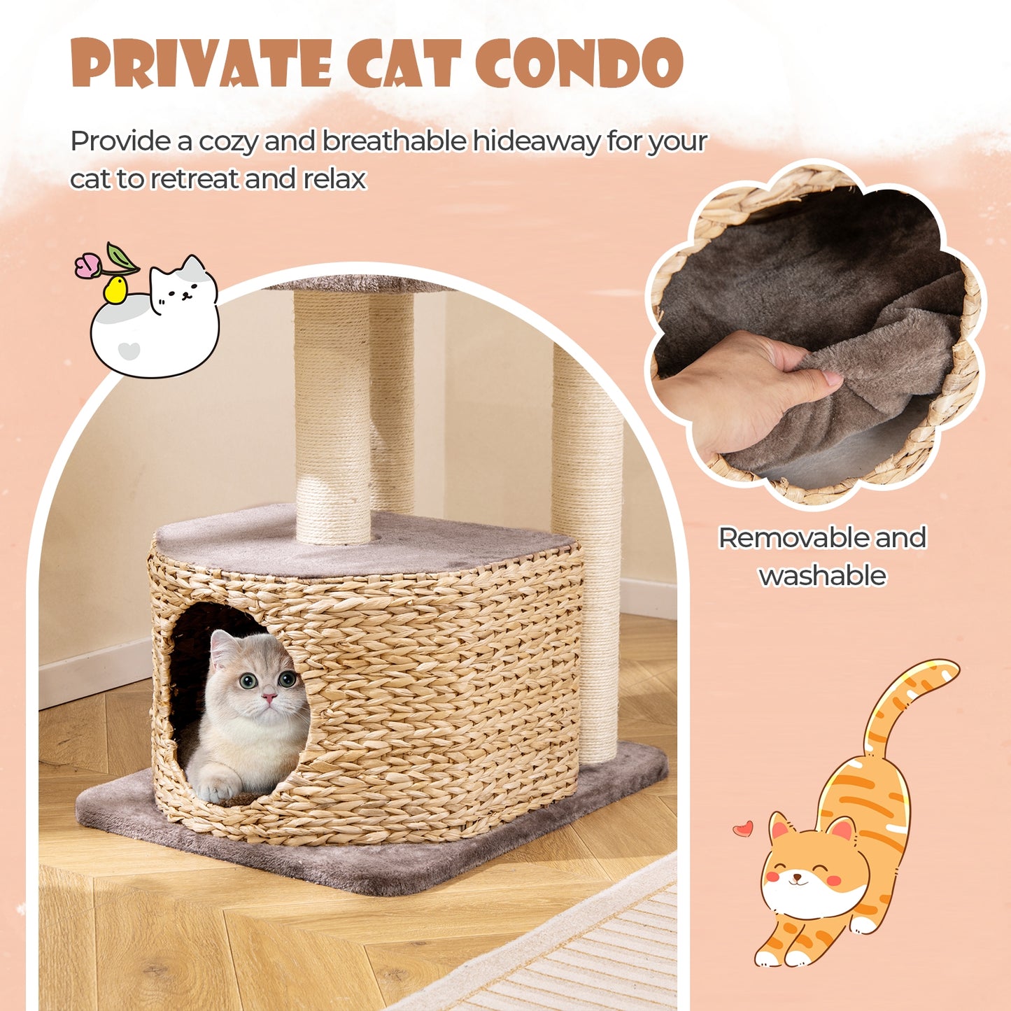 4 Layer Cat Tower with Scratching Posts Condo and Washable Cushions, Coffee Cat Trees Condos & Scratchers at Gallery Canada