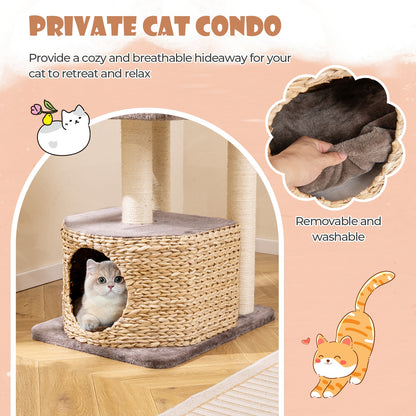 4 Layer Cat Tower with Scratching Posts Condo and Washable Cushions, Coffee Cat Trees Condos & Scratchers at Gallery Canada