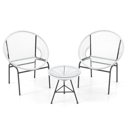3 Pieces Patio Acapulco Furniture Bistro Set with Glass Table, White Patio Conversation Sets at Gallery Canada