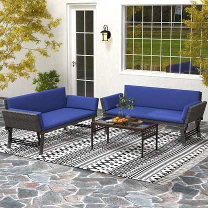 Outdoor Convertible Sofa Daybed with Adjustable Armrests for Balcony, Navy Patio Conversation Sets at Gallery Canada