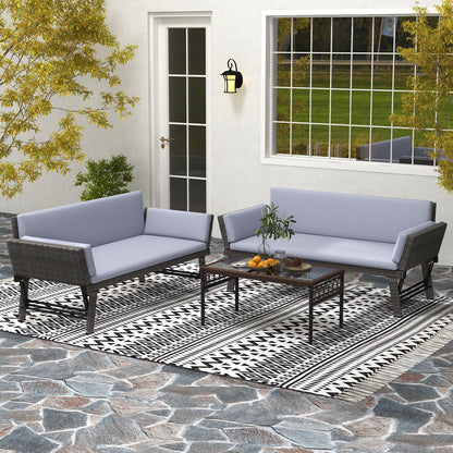 Outdoor Convertible Sofa Daybed with Adjustable Armrests for Balcony, Gray Patio Conversation Sets at Gallery Canada