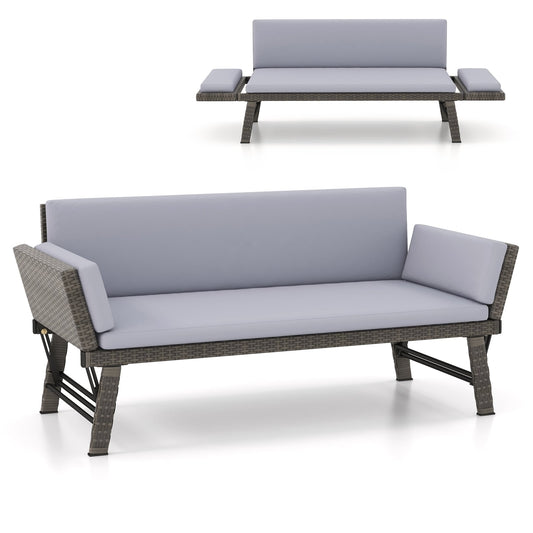 Outdoor Convertible Sofa Daybed, Adjustable Armrests, Gray Patio Conversation Sets Gray at Gallery Canada