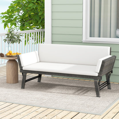 Outdoor Convertible Sofa Daybed with Adjustable Armrests for Balcony, Off White Patio Conversation Sets at Gallery Canada