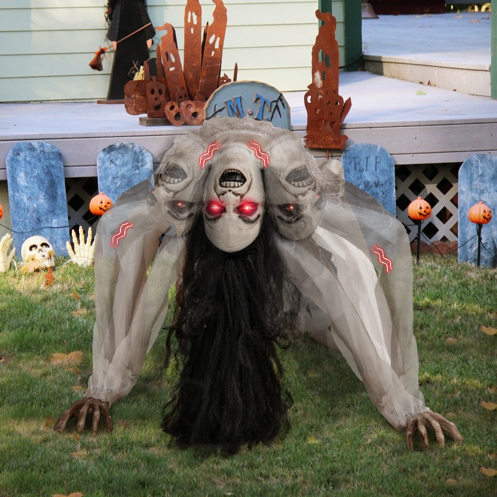 Halloween Animatronic Crawling Woman Ghost, LED Eyes, Vocally Triggered, Multicolor Halloween at Gallery Canada