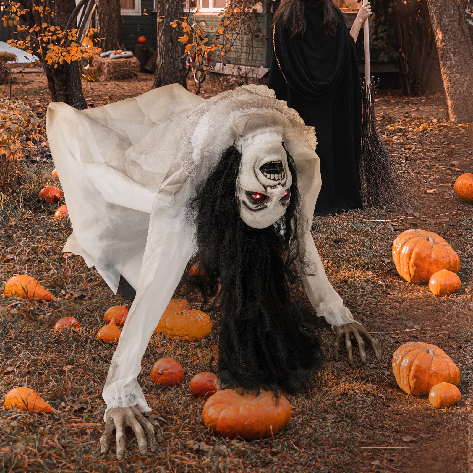 Halloween Animatronic Crawling Woman Ghost, LED Eyes, Vocally Triggered, Multicolor Halloween at Gallery Canada